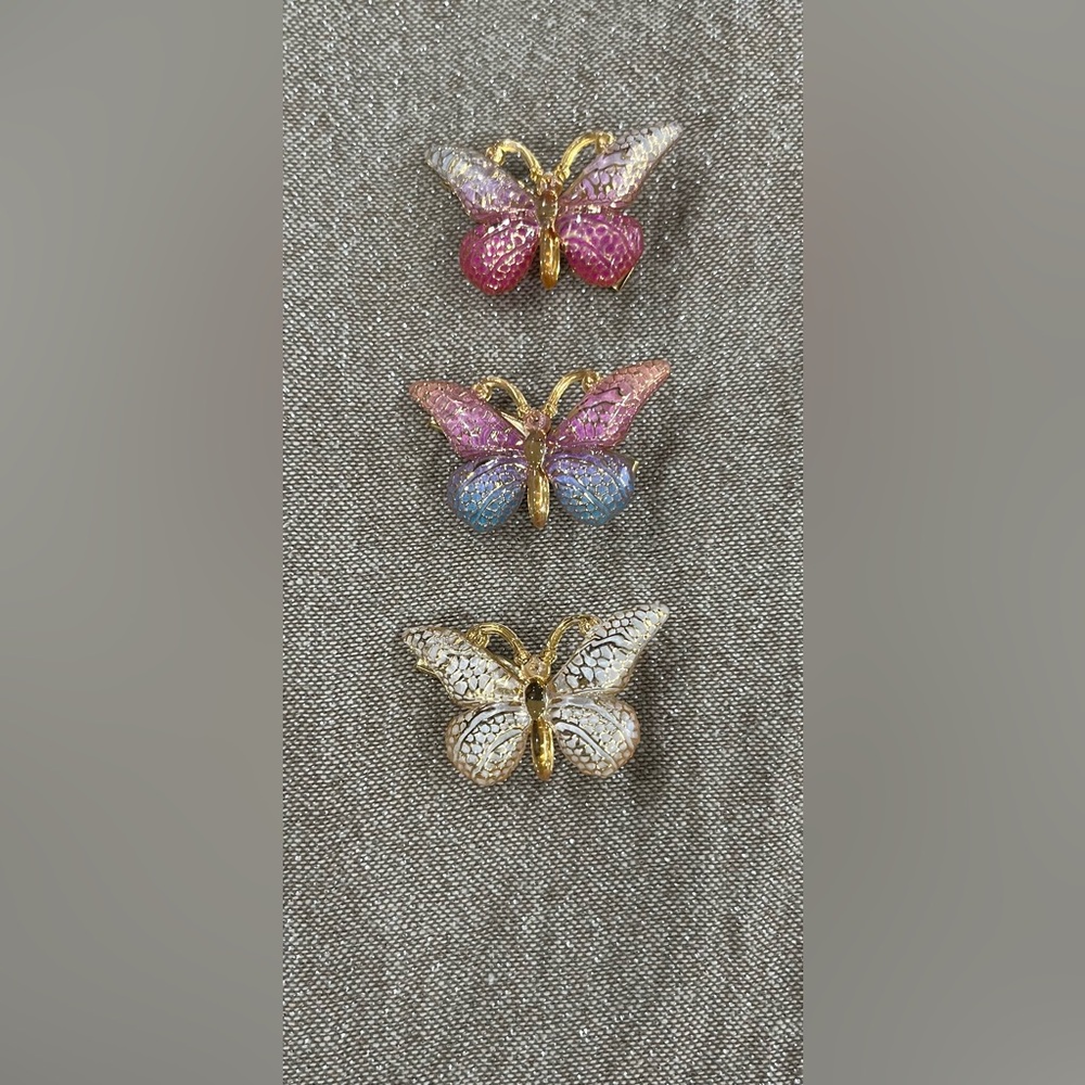 Butterfly set of 3 Rainbow Color Hair Clips